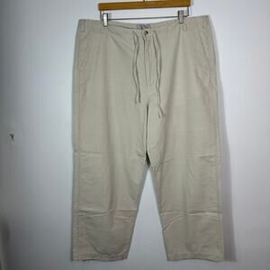 Breakwater Men’s Linen Blend Drawstring Pants 42x30 Beige Casual Relaxed‎
